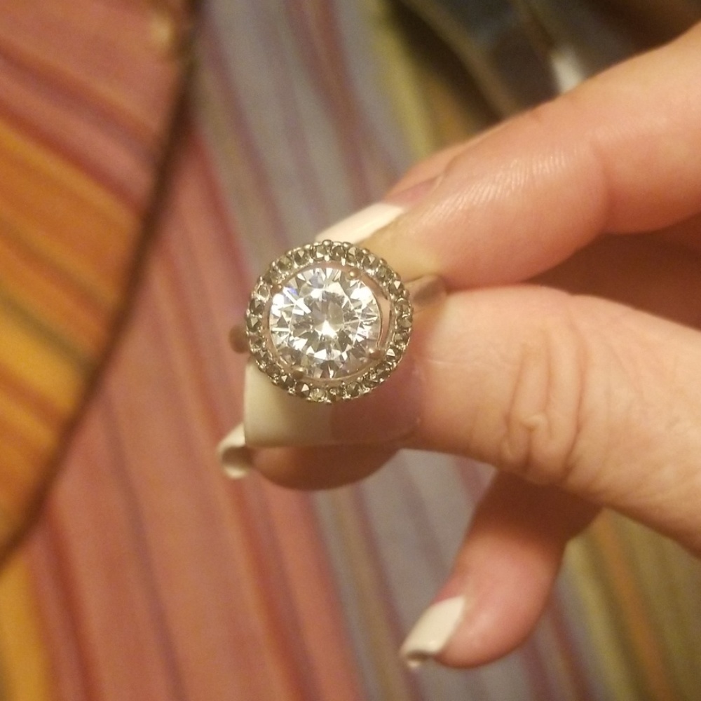 Silver plated Size 9 CZ Halo Ring!